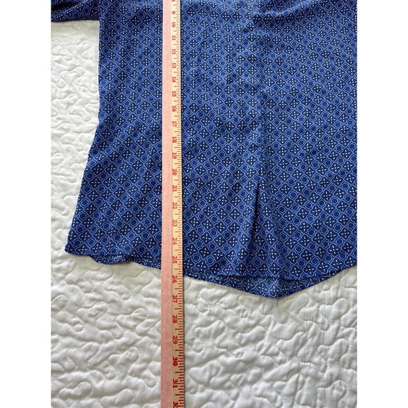 Laundry by Shelli Segal Blue Pattern Vneck Long Sleeve Flowy Blouse size small - Picture 6 of 7